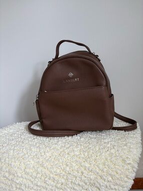 Brown Pebbled Vegan Leather Mini Backpack